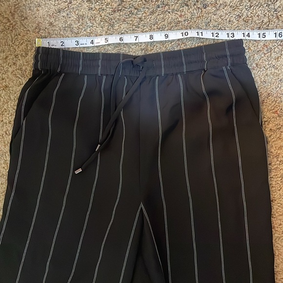 Anine Bing Isabella Pinstripe Pants Drawstring Pull On Black Stripe Size Medium - Picture 13 of 16